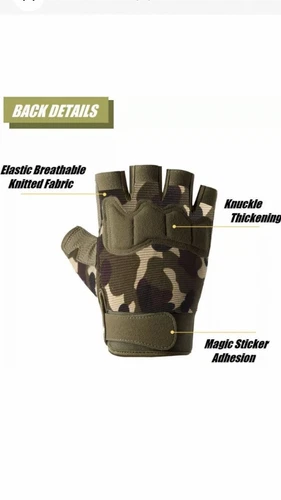 HYCOPROT Fingerless Tactical Gloves, Knuckle Protective Medium Black - New! image 4