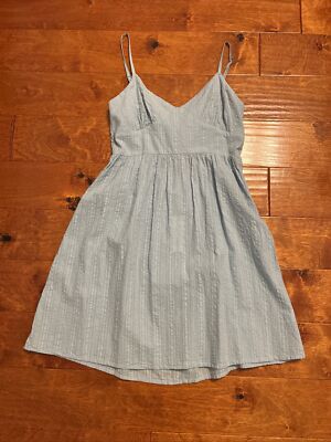 Francesca's Blue Rain Ledi Textured Back Bow A-Line Mini Dress NWT $50 Blue Sz S