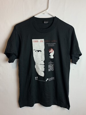 Vintage 90s Knight Moves Mystery Movie Promo Black Screen Stars T-Shirt Size M