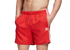 adidas Originals Men's Scarlet/White 3 Stripes Swim Short GN3526 Size 2XL -NWT