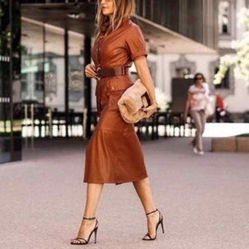 Zara Black Faux Leather Snap Front Dress | eBay