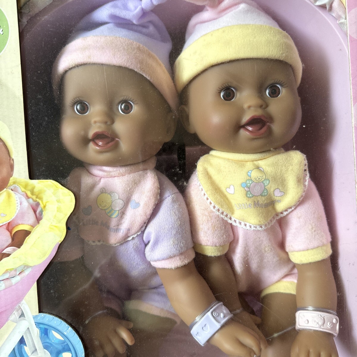 2004 Fisher Price Little Mommy Newborn Twins Stroller Giftset baby dolls  NEW AA