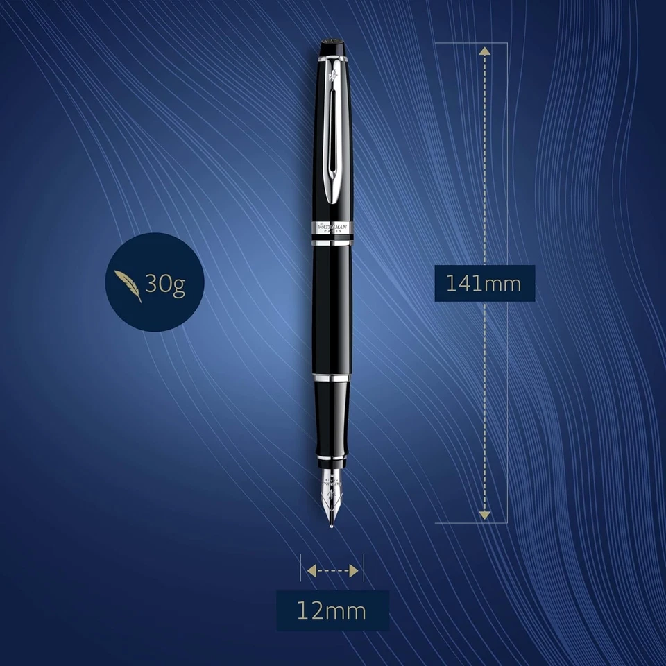 Waterman S0951760 Expert Black Lacquer Chrome Trim Fountain Pen - image 3 of 4