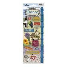 Scrapbooking Stickers Paper House 13" France Wine Bicycle Bonjour Cafe C'est Vie