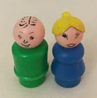 Vintage Fisher Price Little People Lot Mom Dad Figure Green Blue
