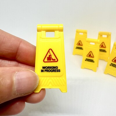 5er Pack Working in Progress Miniatur Warnschild Mini Boden Warnschild Hinweis