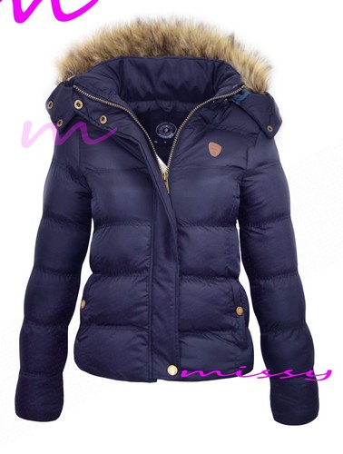 NEW WOMENS LADIES QUILTED WINTER COAT PUFFER FUR COLLAR HOODED JACKET PARKA SIZE - 第 6/16 張圖片