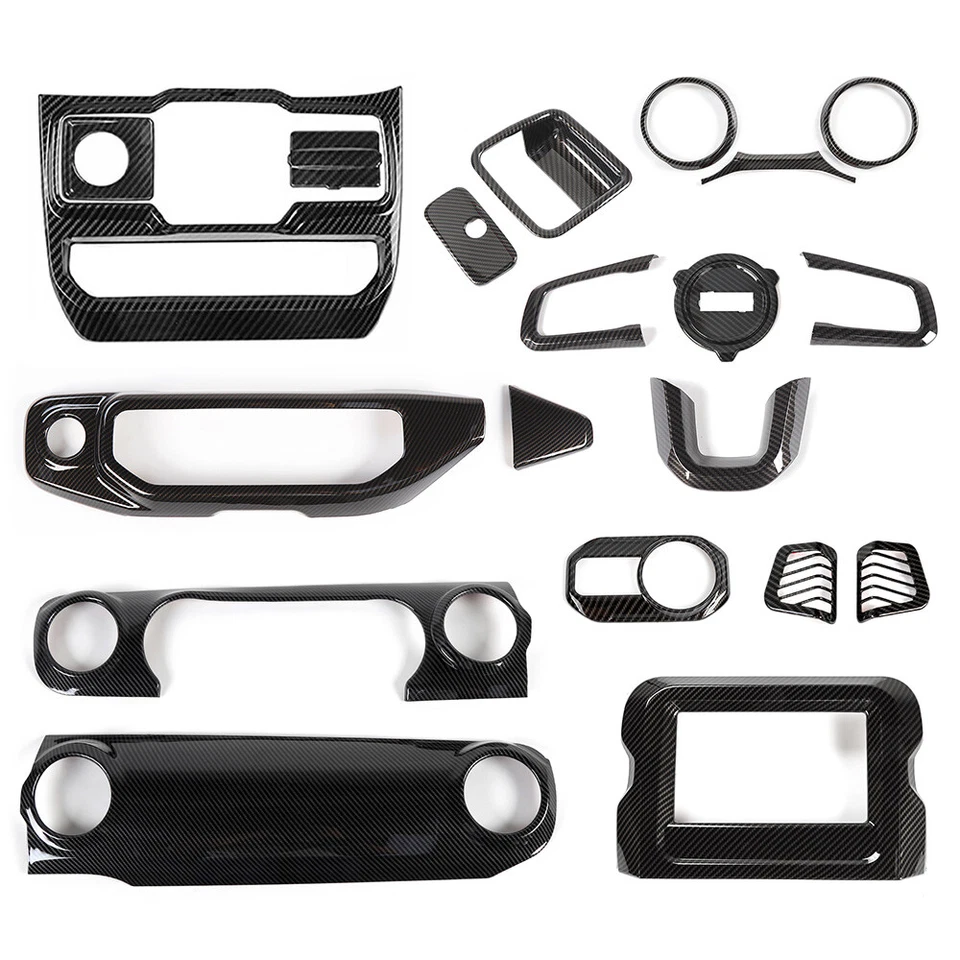 20x Interior Whole set Trim Cover Kit For Jeep Wrangler JL JT 2018+ Carbon Fiber - Image 4 of 4