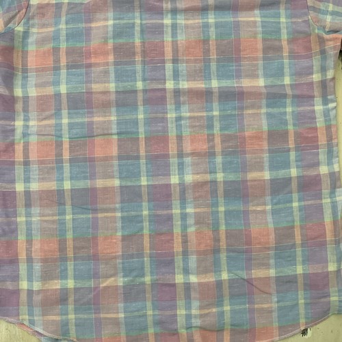 PANHANDLE SLIM: Vtg Pink Blue Pastel Plaid Pearl Snap Cowboy Shirt, Mens L/XL 17 - 第 11/12 張圖片