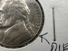 1983 P Jefferson Nickel 5c Coin Die Crack Error Variety Thru Date CH BU UNC