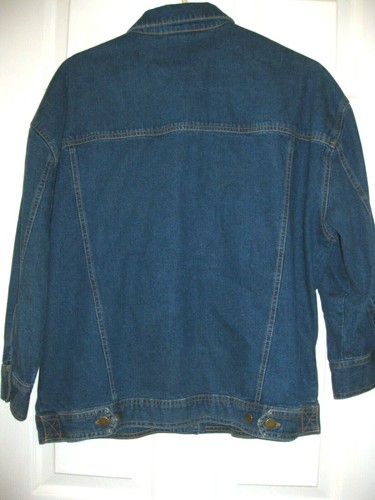 WOMEN DREAM BLUE DENIM JACKET COTTON LARGE GOLD STUDDED FAKE PEARLS - Picture 6 of 7