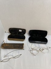 2pr Vintage Eyeglasses lot 3 Cases, use for Parts Bows Broken As Is