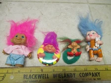 VTG Lot 4 Trolls Troll Doll Pinback Wrist Band Appplause 3 1/2" Toy