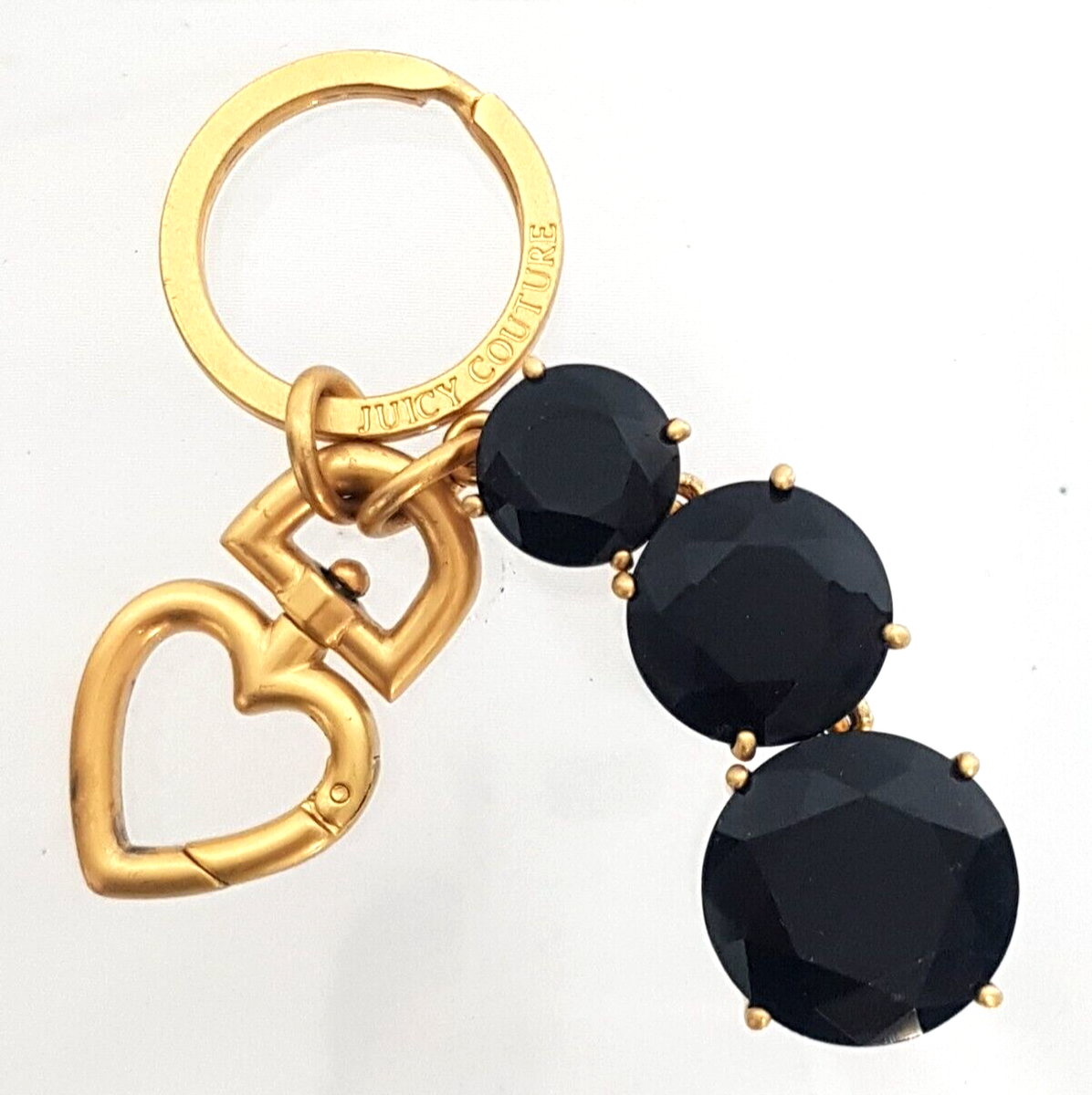 JUICY COUTURE 3 HUGE BLACK GEMS STONE & HEART KEYFOB KEYCHAIN | eBay