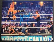 AUSTIN THEORY SIGNED WWE VINCE MCMAHON WRESTLEMANIA 38 11x14 PHOTO BECKETT COA