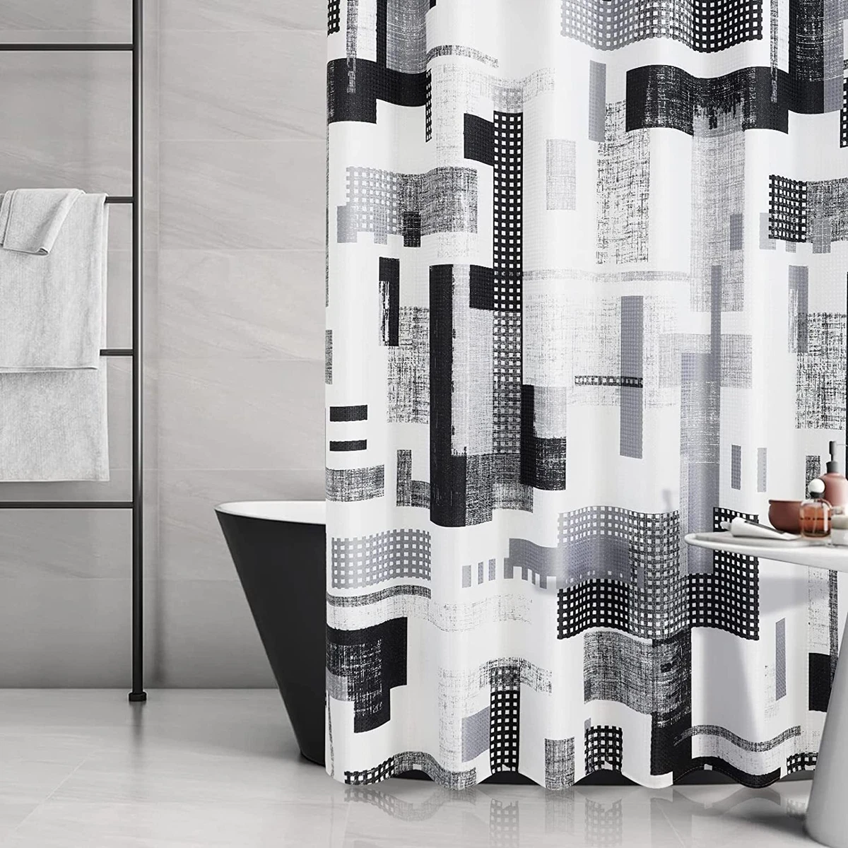 Black grey on sale shower curtain