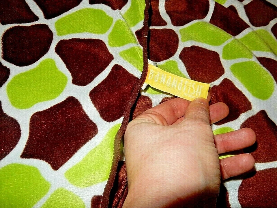 9C винтажный BananaFish зеленый коричневый жираф плюшевый велюр шерпа кроватки ребенка одеяло - Изображение 2 из 4