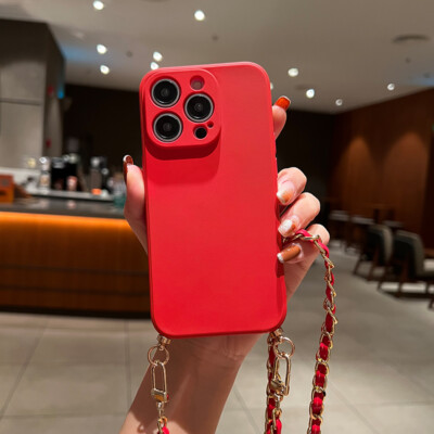 For iPhone 17 16 15 Pro Max 14 13 12 Crossbody Chain Lanyard Silicone Case Cover