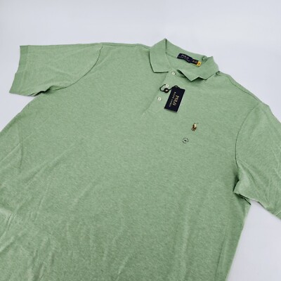 POLO RALPH LAUREN Classics Green Mens 2XB Polo Shirt Soft Cotton Golf Pony NEW