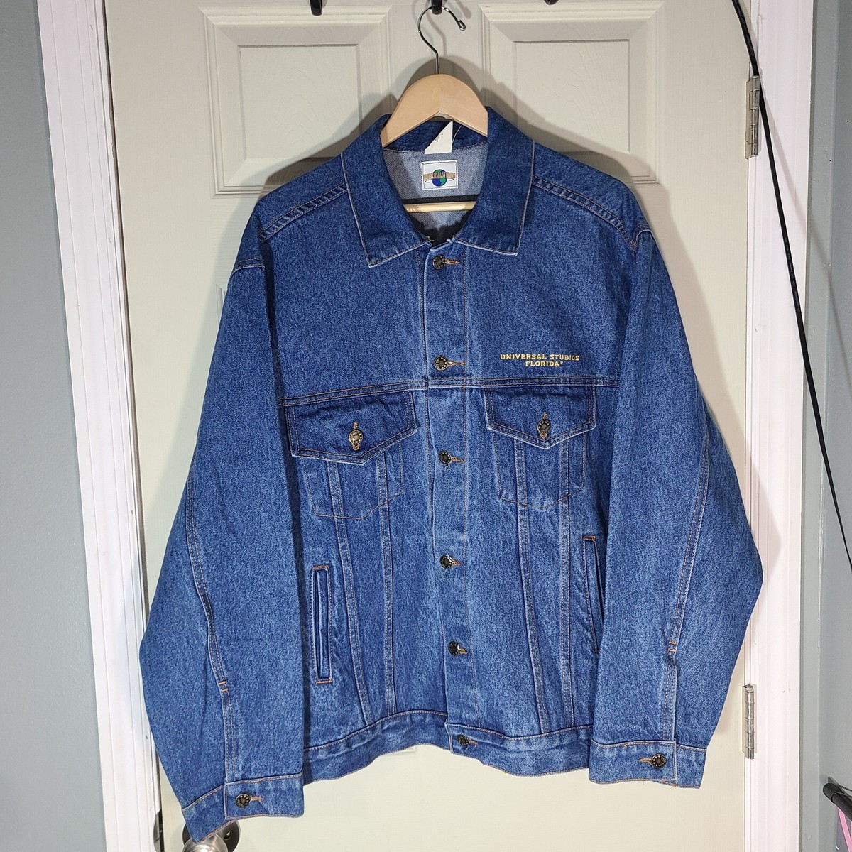 VTG Universal Studios Florida Woody Woodpecker Jean Denim Jacket 