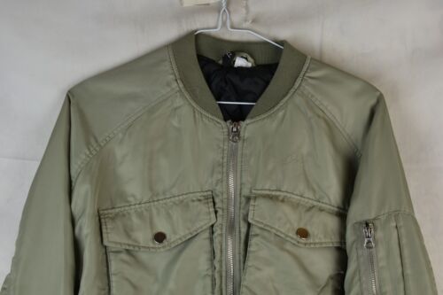 H&M Divided Womans Cropped Khaki Green Bomber Jacket Size S - Picture 2 of 9