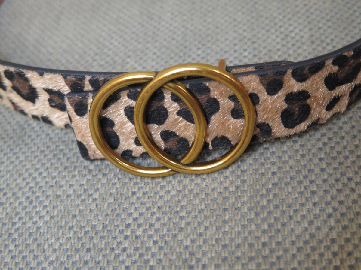 Ladies belt Fashion Designer Leopard Fur Belt Leather Sz 35