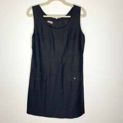 Stefanel Black Sleeveless Italian Classic Shift Dress Sz L
