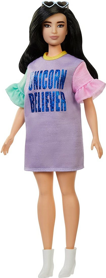 Barbie Fashionista Doll In A Pastel - Purple Colored Dress Unicorn Believer