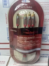 Rocketfish Stereo Audio/Video Gaming Cable 12ft for PS2 and PS3 (Red and Gray)