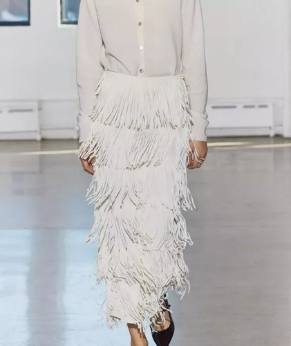 ZARA NEW FW24 WOMAN FRINGED PENCIL MIDI SKIRT ZW COLLECTION ECRU | 4786/302,M,XL - Picture 13 of 13