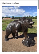 Large Grizzly Bear on the Stone Aluminum Statue