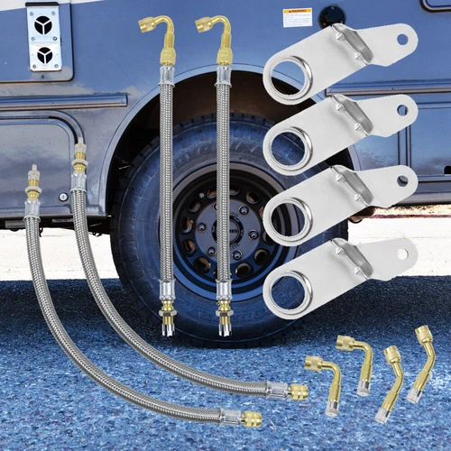 6 Pieces Valve Stem Extenders Adaptor W/4X Valve Stem Extension Dually Tire Kit