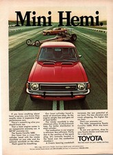 Toyota Corolla 1600 Mini Hemi Vintage Print Ad 1972