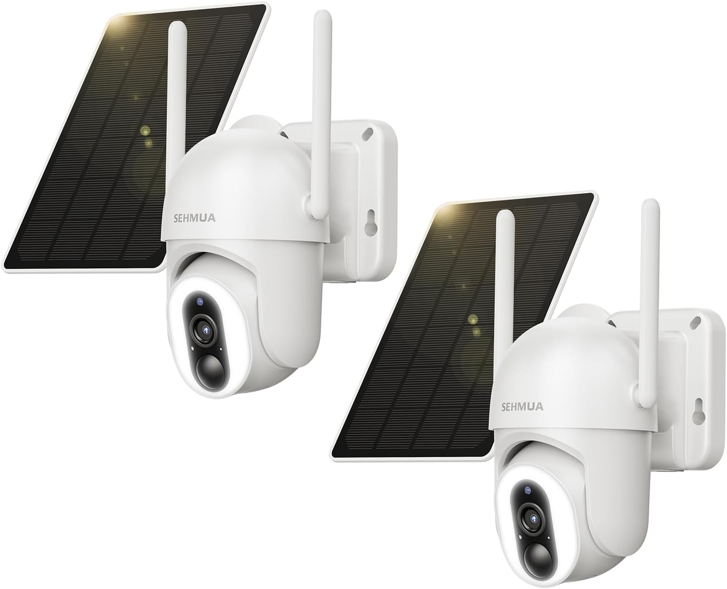 Videocamera Sorveglianza Esterno 360° PTZ 2 Pezzi Wi-Fi Batteria