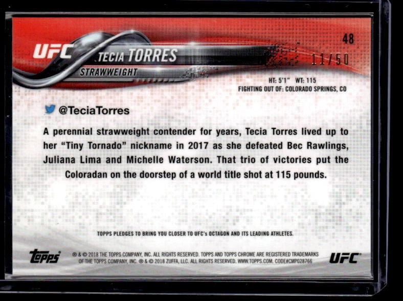 2018 Topps Chrome #48 Tecia Torres Gold Refractor Nm/M - Image 2 of 2