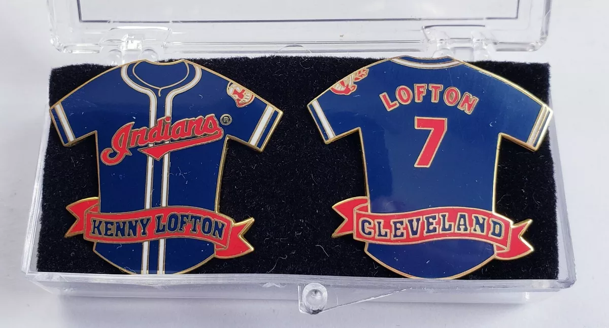 Vintage KENNY LOFTON #7 Jersey Lapel Pins (2) Set CLEVELAND INDIANS MLB  MINT!