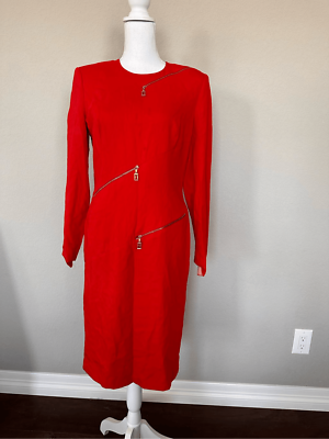 Vintage Escada Margaretha Ley Wool Red Dress | eBay