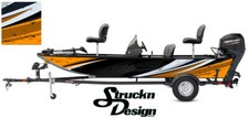 Grunge Graphic Abstract Design Wrap Fishing Bass Boat Orange Vinyl Decal USA Kit