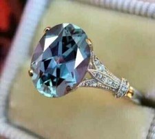 2.7Ct Oval Lab Created Alexandrite Women's Engagement 14K White Gold Plate Ring