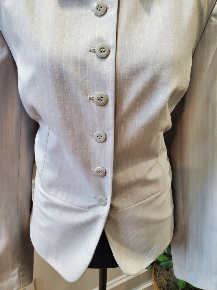 Апостроф женщин белый полиэстер длинным рукавом кнопки спереди куртка размер 18 - Изображение 3 из 4