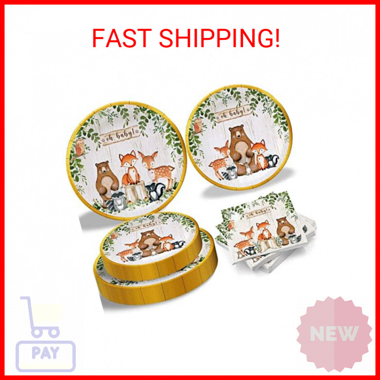 Woodland Baby Shower Decorations, Woodland Forest Animals Baby Shower Tableware