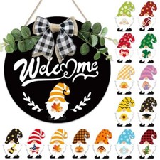 Interchangeable Welcome Sign for Front Door - 12 Inches Seasonal Gnome Decor -