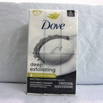 Dove Deep Exfoliating Beauty Bar Charcoal Powder & Glycerin 6 Pack 3.75 oz