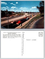 Vintage Detroit MI Edsel Ford & John Lodge Expressway Interchange Postcard