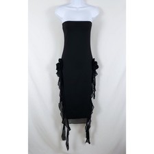 SHESEEWORLD Euro Summer Romantic Strapless Cocktail Dress Womens S Ruffles Black
