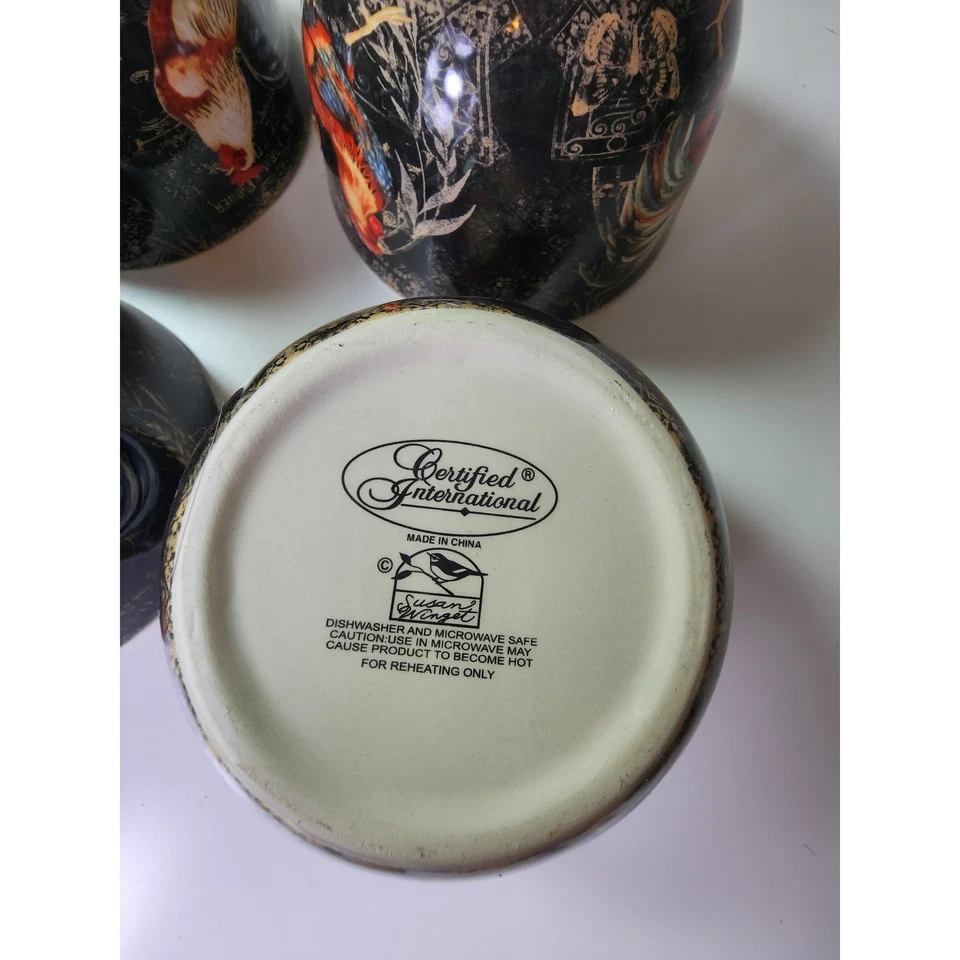 Juego de 4 cuencos de cereal de gallo rústico Susan Winget CERTIFICADOS INTERNACIONALES Foto 4 de 4