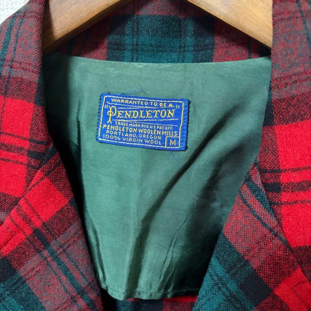Pendleton 1950s Wool Tailored Jacket Red Black Ch… - image 2