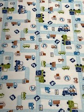 JoAnn Snuggle Flannel Fabric 2 Yards Busy Roads Trucks Buses Cars NEW
