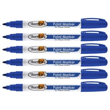 Thornton's Art Supply Oil-Based Paint Marker, Fine Point, Blue Ink, 6 Count