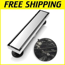 Brushed Stainless Steel 12" Shower Drain - Clog-Free Design